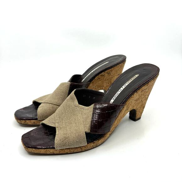 Donald J Pliner Cork Wedge Sandals Women's 9 US - Picture 1 of 9
